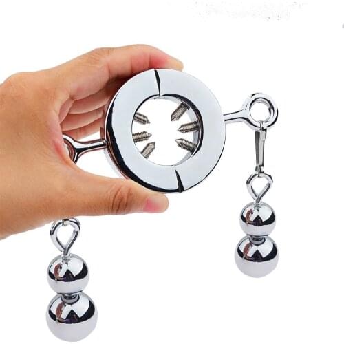 Metal Cockring Spike Dick Stretcher Sex Toys For Men Masturbators Heavy Pendent Penis Ring Chastity Cage Bdsm Scrotum Clamp