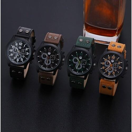 Mnycxen Men's Watch With Leather Strap