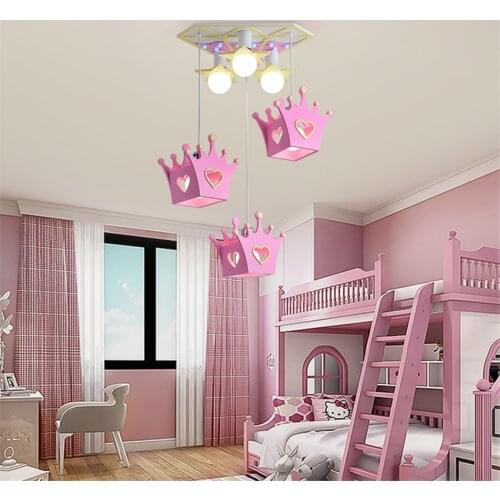 Cartoon Pink Crown Decoration Ceiling Lamp Children Room Girl Princess Room LED Eye Protection Kindergarten Indoor Ceiling Light