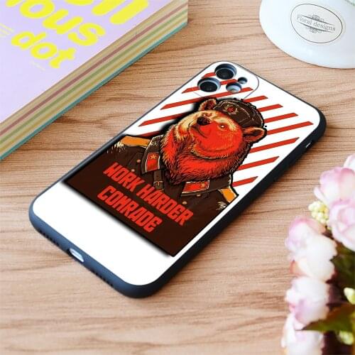 For iPhone Vote Soviet Bear Russian Bear Meme Print Soft Matt Apple iPhone Case 6 7 8 11 12 Plus Pro X XR XS MAX SE