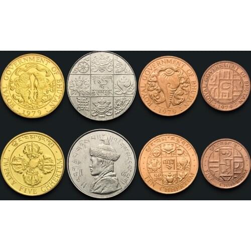 Set of 4 Bhutanese Coins UNC Original Coins Collectible Coins 100% Real