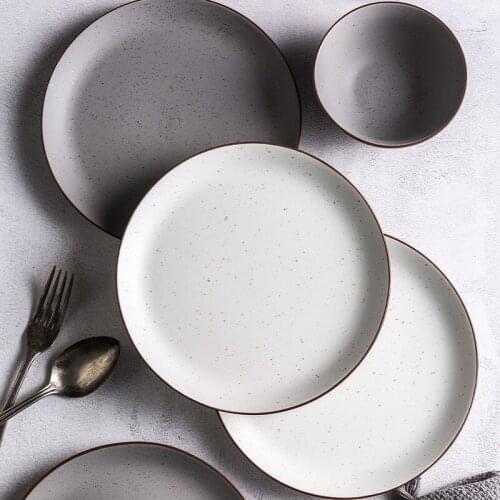 32pcs/set Nordic Style Ceramic Plate Set Family 6 Person Dinner Set Meal Shallow Plate Rice Bowl