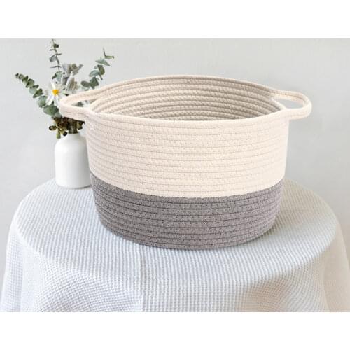 Cotton Rope Woven Storage Baskets Hand-woven Desktop Sundries Containers Kids Toys Bin Organizer Washable Laundry Basket