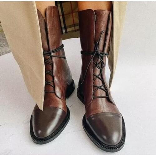 New SHENGY Patent Leather British Style Flat Boots Black Pointed Toe Boots Handsome Motorcycle Boots Womens Boots