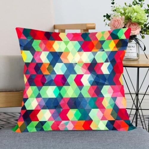 New Modern Lattice Pattern Pillowcase Wedding Decorative Pillow Cover Custom Printed Soft Satin Fabric Pillow Cases Not Fade