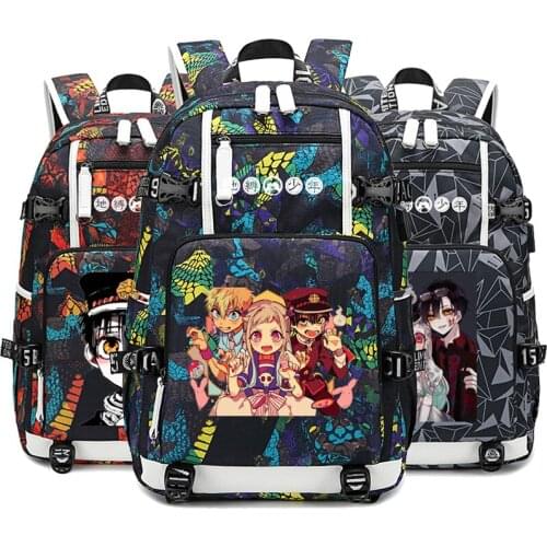 New Toilet-bound Jibaku Shounen Hanako-kun Backpack USB Charging Bag for Teenager Boys Girls SchoolBag Laptop Bag Cosplay