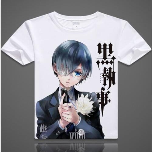 Black Butler Kuroshitsuji Ciel T Shirt Sebastian Michaelis Print T-shirts Men Women Short Sleeve TopsCasual Summer Cosplay Tees