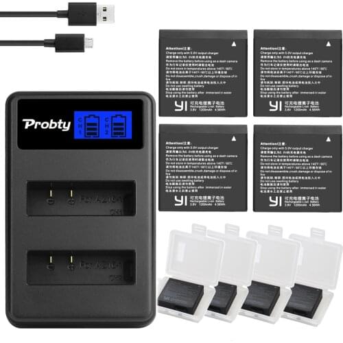 Original 1200mAh batteries For Xiaomi Yi battery For Xiaomi Yi 2 4K XiaoYi II +Dual Charger For Xiaomi yi 4k action camera