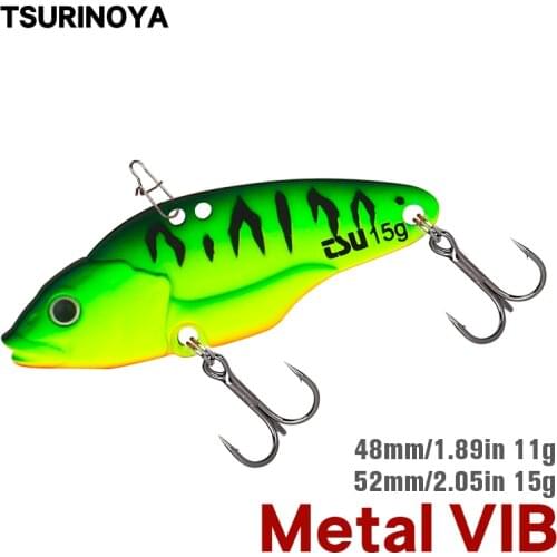 TSURINOYA ATTACKER Metal VIB Fishing Lure 11g 15g Vibration Hard Bait 48mm 52mm Artificial Bait Bass Pike Winter Fishing Lures