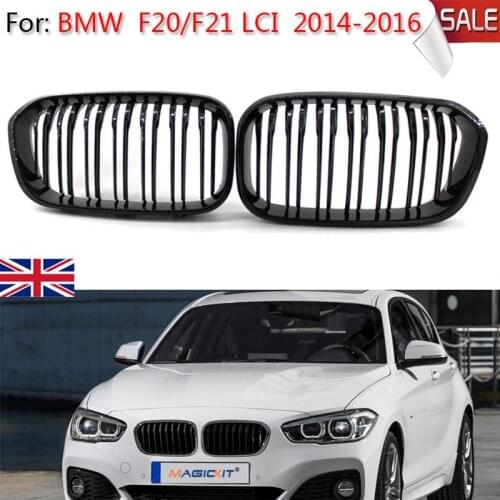 MagicKit GLOSSY BLACK KIDNEY GRILLE FOR BMW F20 F21 LCI 1 SERIES 2015-2017 DOUBLE LINE
