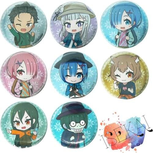 Rezero Anime Rem Ram Natsuki Subaru Emilia Felix Re:Zero kara Hajimeru Isekai Seikatsu Relife Metal Badge Brooch Pins
