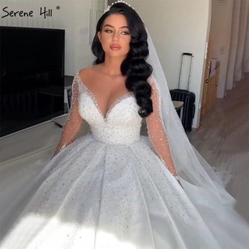 Dubai Luxury White Sexy Lace Wedding Dresses 2020 Sleeveless Sequined Sparkle Vintage Bridal Gowns BHA2260 Custom Made