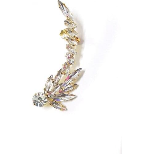 Anise Luxury Crystal Rhinestone Ear Cuff Wrap Clip Earrings for Women Fashion Hollow Butterfly Flowers Earrings Wedding Jewelry