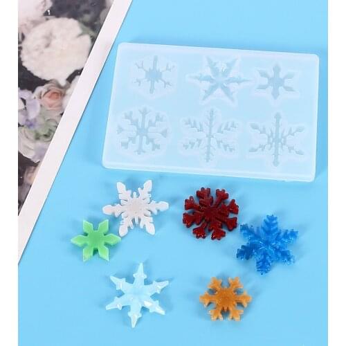 Snowflake Christmas Silicone Resin Mold 6 Shapes Snowflake DIY Jewelry Making Craft Decoration