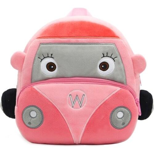 Cartoon 3D Plush Car Toy Backpacks Kindergarten Schoolbag Kids Travel Mini Bag Children Plushie School Bags Girls Boys Bookbag
