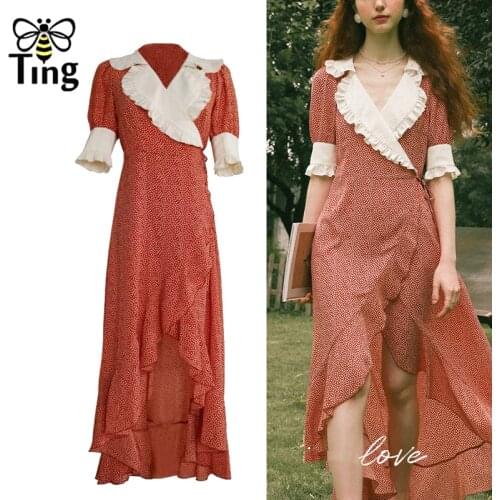 Tingfly Bohemian Vintage Floral Asymmetrical Summer Maxi Dress Boho Street Chic Long Dress Haut Beach Vestidos ZA Ruffle Robes