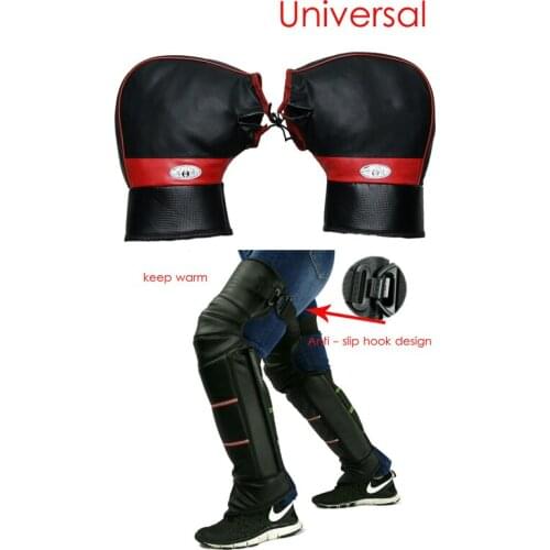 High-quality PU leather handle cover knee pads snowmobile waterproof winter hand warmer gloves warm knee pads