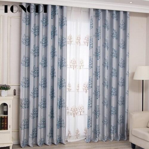 TONGDI Blackout Curtain Modern Tree Leaves Thickened Elegant High-grade Decoration For Home Parlour Room Bedroom Living Room