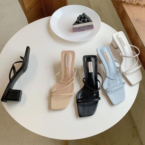 Women Summer Sandals 2021High Heel Sandals Slippers On Open Toe Fashion Party Sandals Casual Outdoor Slippers Narrow Band Slides