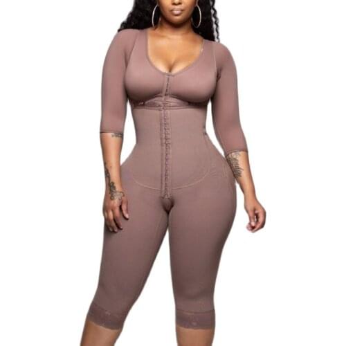 Womens Body Shaper Postpartum Repair Corset Long Sleeves Tummy Control Breast Support Bodysuit Shapewear Waist Trainer