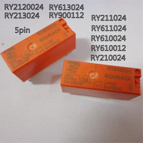 10PCS/lot 100% New Relay RY211024 RY611024 RY610024 RY610012 RY210024 RY2120024 RY213024 RY613024 RY900112 24VDC 5PIN