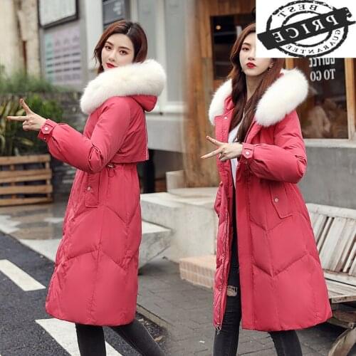 2021 Brand Womens Down Jacket Female Real Fox Fur Hooded Duck Down Coat Women Long Thick Warm Down Parka Overcoat LW22aa