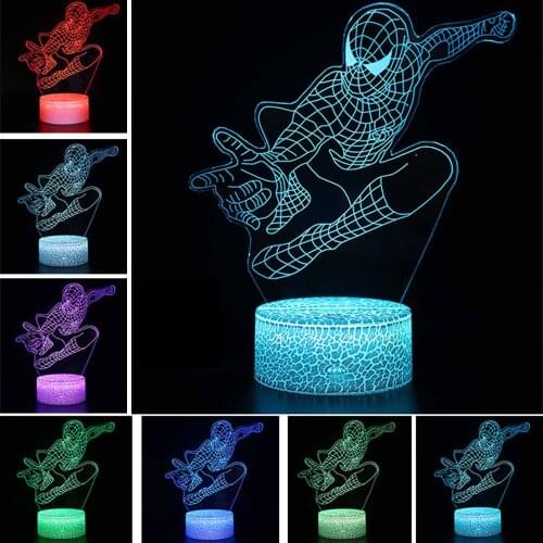 3D LED Lamp Colourful NightLight Spider Man Action Figure Spider-man Marvel Avengers Model Toys for Kids New year Christmas Gift