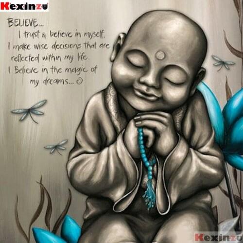 Kexinzu Full Square/Round Drill 5D DIY Diamond Painting "Buddha statue blue lotus" 3D Embroidery Cross Stitch Home Decor