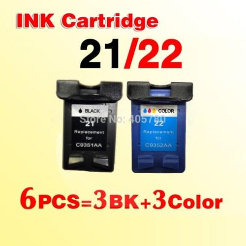 6pcs compatible INK cartridge for21 21XL for 21 22xl 22XL C9351A C9352A F380 F2100 F2280 F4100 F4180