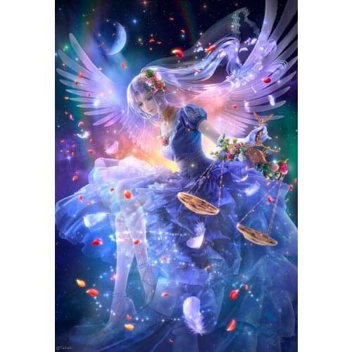 Poured Glue Full Round Cartoon Girl Portrait Anime Diamond Embroidery 5D DIY Diamond Painting Mosaic Home Decoration Gift Art