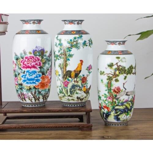 Antique Jingdezhen Fine Ceramic Flower Vase Home Decoration Traditional Chinese Tabletop Vase
