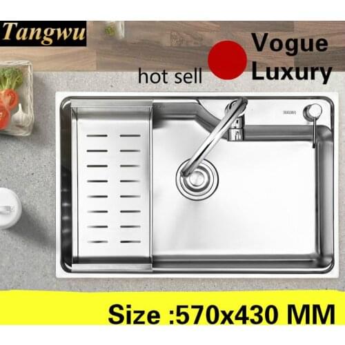 Free shipping Apartment luxury kitchen single trough sink high quality 304 stainless steel vogue hot sell 57x43 CM