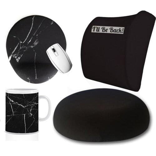 Custog Memory Foam Visco For Office Chair Waist Support Pillow & Seating Cushion & Mouse Pad & Mug Set Of 4 Be Back