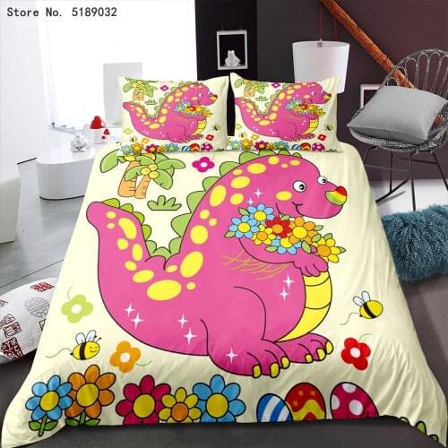 Baby Bedding Sets 2/3 Piece Animals Duvet Cover Queen King Double Size Bed Cover Cartoon Dinosaur Bed Quilt Cover Bedclothes