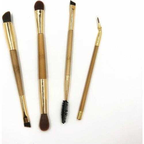 Double-ended Eyeshadow Makeup Brush Set Bamboo T Brush Eye Blending Eyelash Eyeliner Angled Eyebrow Brush