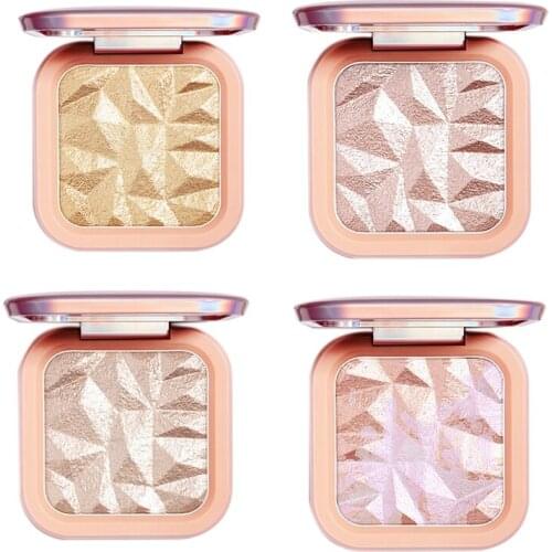 ELLESY Baked Metallic Powder Shimmery Finish Skin Tone Face Contour Makeup Brighten Highlighter Palette Cosmetics