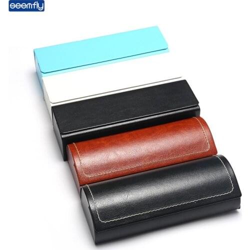 Seemfly Leather Glasses Case Exquisite Retro Glasses Box Round/Square Fashion Glasses Bag Protective Case Cover Portable Gift