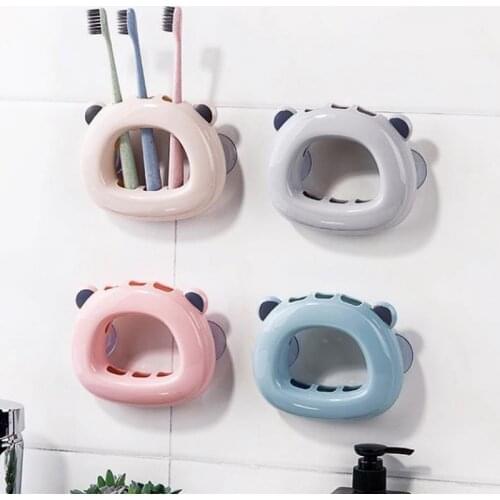 Creative Toothbrush Holder Cartoon Bear PP Bathroom Sundries Razor Organizer Suction Cup Rack Suction Wall Toothbrush Holder