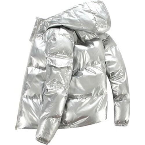 New Bright Leather Winter Mens Jacket Casual Parka Outwear Waterproof Thicken Warm Stand Collar Outwear Coat Men Clothing