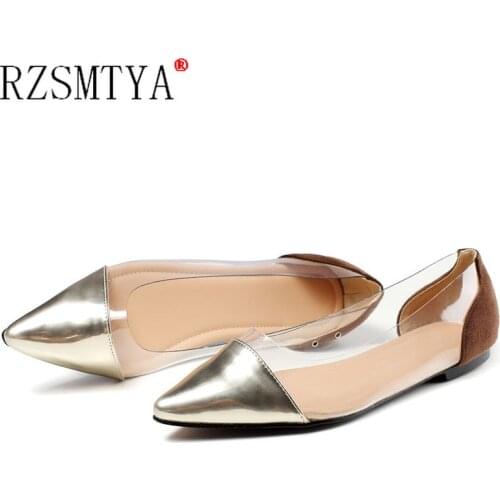 New Womens Single Shoes Pointed Toe Shallow Flats Casual Flat Shoes for Women Transparent Mixed Colors Size 35-42