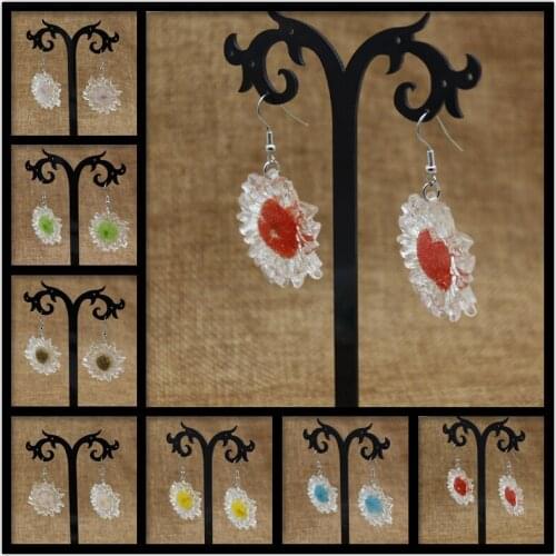 New Exquisite Transparent Sun Flower Pendant Earrings Jewelry Transparent Flower Plastic Earrings