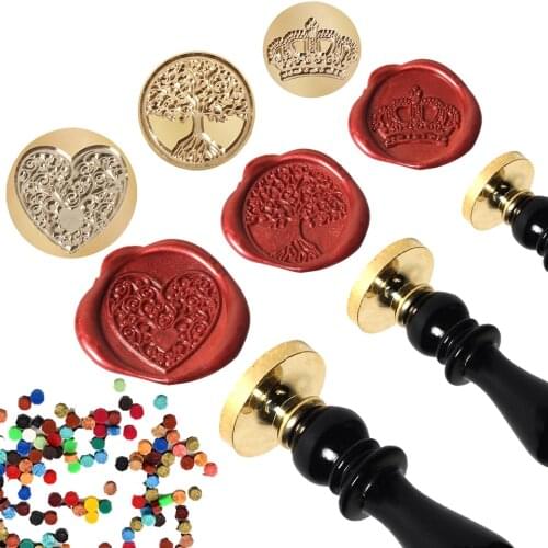 New Wooden Stamp Crown Tree Metal Sealing Wax Stamps Wood Handle Invitations Wax Seal Stamp Classic Craft Wax Seal Stamp