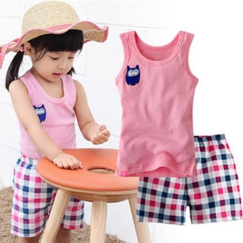 New Summer Childrens Cartoon Pajamas Set Cotton Kids Pyjamas Boys Sleepwear Girls Night Wear Clothing Suits