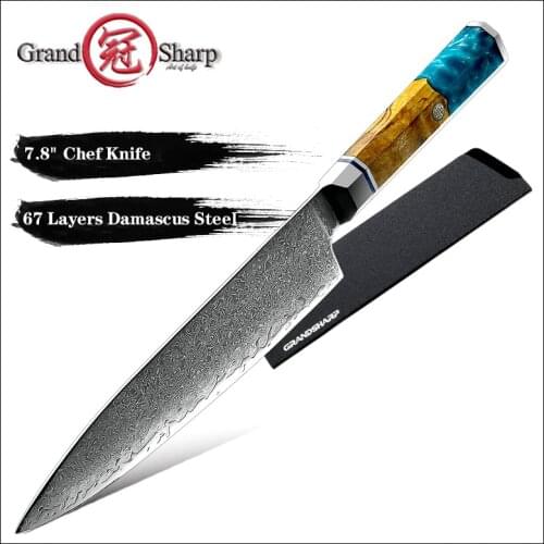 Grandsharp 7.8 Inch Chef Knife Damascus Steel VG10 Kitchen Gyuto Knife Sushi Sashimi Butcher Slicing Japanese Knife Home Tools