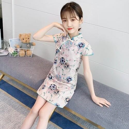 Girls Qipao Dress Princess Chinese Tradition Dress Teen Girls Cheongsam Dress Party Wedding Vestidos Girl Clothing 4 7 9 11 14Y