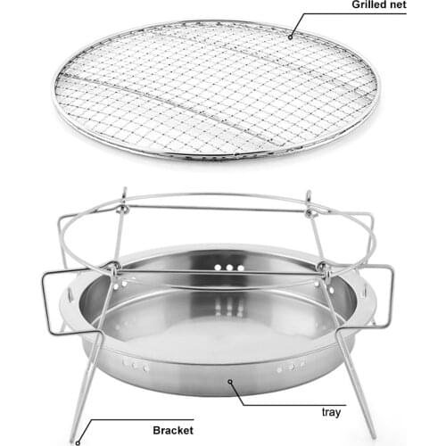 Portable Barbecue Grid Outdoor Stainless Steel Grill Mini Round Charcoal Folding BBQ Grill Outdoor Camping Picnic Tool Supplies