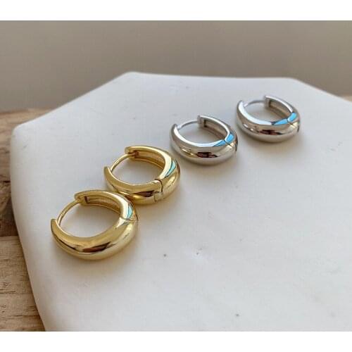 Simple temperament earrings 925 sterling silver arc earrings geometric design industrial style wide earrings