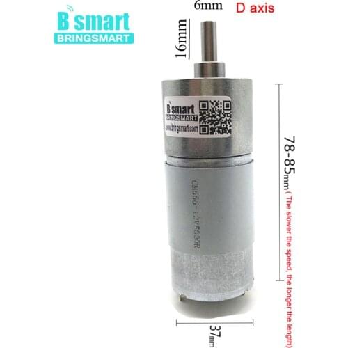 Bringsmart 37GB555 Geared Motor DC 12V-24V Reversible 9-535RPM 15W Motor Electric For Electronic Equipment