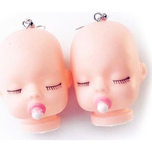 Handmade Funny Broken Sleepy Doll Drop Earring Baby Dolls Head Toy Women Jewelry N1HE