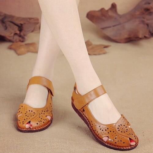 Women Sandals 2021 Summer New Fashion Genuine Leather Soft Sole Women Shoes Big Size Sandals Women Designer Handmade Women Shoes